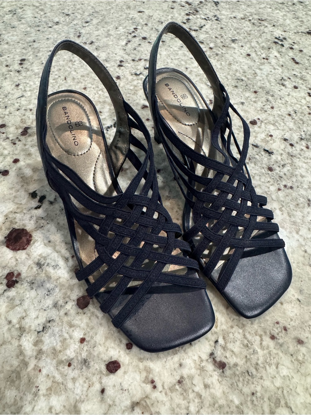 Bandolino Navy Woven Slingback Heels
